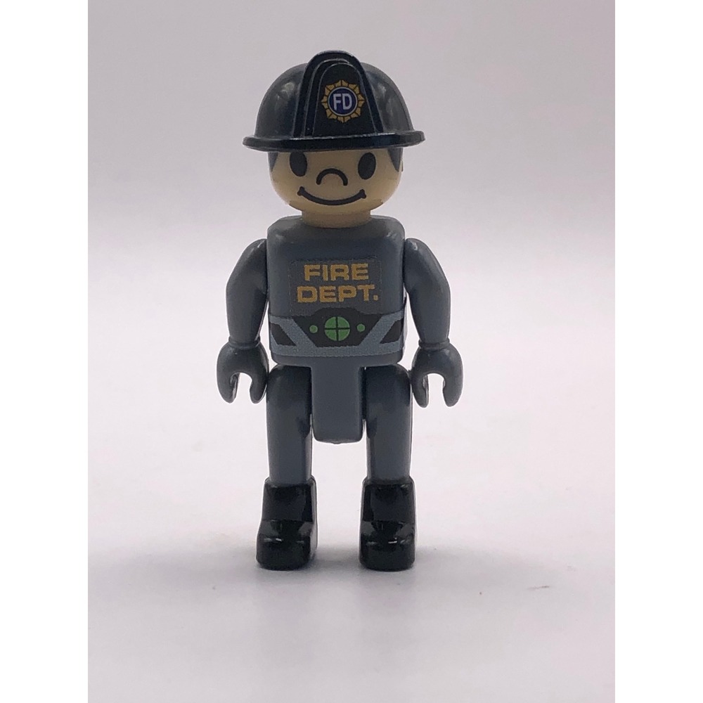 PlanToys Wooden Firefighter Action Figure Grey Fire Dept Articulated Toy A1